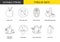 Types of diets set of line icons in vector, illustration of mono and carb-free, protein and mediterranean, juice and