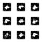 Types of dogs icons set, grunge style