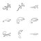 Types of iguana icons set, outline style