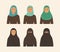 Types of Islamic Veils Set for Musilm Woman Dress Illustration