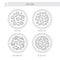 Types of pizza line icon set. Vector illustration.