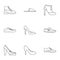 Types of shoes icons set, outline style