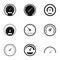 Types of speedometers icons set, simple style