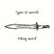 Types of swords. Viking sword. Ink black and white doodle drawing