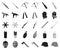 Types of weapons black,monochrome icons in set collection for design.Firearms and bladed weapons vector symbol stock web