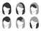 Types of wigs for long hair. Faceless icon