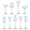 Types of Wine and Glasses Description Set of types of wine and glasses red white sparkling and dessert wine.