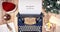 Typewriter Christmas Background with empty white paper