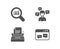 Typewriter, Conversation messages and Data analysis icons. Browser window sign.
