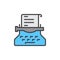 Typewriter filled outline icon, Copywriting vector sign