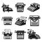 Typewriter icon set, simple style