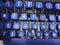 typewriter keyboard with blue keys