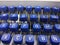 typewriter keyboard with blue keys