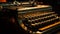 Typewriter keyboard, close up, metal typebars, obsolete machinery, communication nostalgia generated by AI