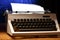 Typewriter with latin alphabet in closeup