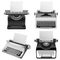 Typewriter machine old mockup set, realistic style