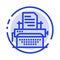 Typewriter, Typing, Document, Publish Blue Dotted Line Line Icon