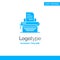 Typewriter, Typing, Document, Publish Blue Solid Logo Template. Place for Tagline