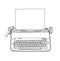 Typewriter  vintage, working condition, hand drawn vector line art illustration