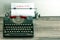 Typewriter with white paper. Business concept. AGENDA 2016