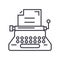 Typewriter, writer, writing, copywriting vector line icon, sign, illustration on background, editable strokes