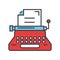 Typewriter, writer, writing text, copywriting concept.