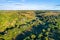 Typical aerial landscape of the Central Russian Upland. Bolshoe Gorodkovo village, Kursk region