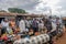 Typical African market in Uganda with fruit and vegetables for sale