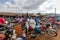 Typical African market in Uganda with fruit and vegetables for sale