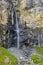 Typical alpine landscape with waterfalls, Swiss Alps near Klausenstrasse, Spiringen, Canton of Uri, Switzerland