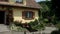 Typical alsacien house. Calm and tranquillity of french countryside.