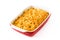 Typical American macaroni and cheese isolated