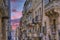 Typical architecture in Malta, wooden colorful balconies, Valleta, Malta