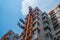 Typical Asian highrise public housing estate against blue sky