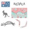 Typical australian symbols with aboriginal pattern