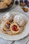 Typical Austrian plum dumplings made of leavened dough and fresh plums