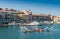 Typical boats for Languedoc jousts in the port of SÃ¨te, in HÃ©rault, in Occitanie, France