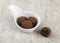 Typical brazilian brigadeiros in a bowl over wooden table