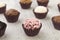 Typical brazilian brigadeiros, various flavors over concrete background