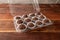 Typical brazilian brigadeiros, various flavors over wooden board