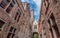 Typical brick facade buildings in old town of Bruges, Belgium.