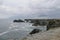 Typical brittany coastline with grey cloudy sky and immensity of atlantic ocean