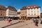 Typical buildings in the Marktplatz Marketplace Wurzburg Germany