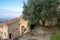 Typical buildings, streets and church of Gigondas, France