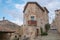 Typical buildings, streets and church of Gigondas, France