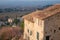 Typical buildings, streets and church of Gigondas, France