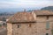 Typical buildings, streets and church of Gigondas, France