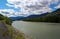 Typical Canada: River leads through beautiful mountain scenery