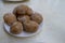 Typical Canary islands food, tray wrinkled potatoes with salt. Traditional prepared of local dish in Spain. Local spanish