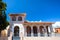 Typical Caribbean architecture with blue sky